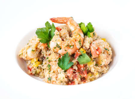 Fresh grilled shrimps on the plate decorated with parsley leaves in restaurantの写真素材