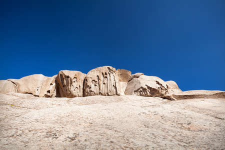 Extinct volcano Bektau Ata in the desert of eastern Kazakhstanの写真素材