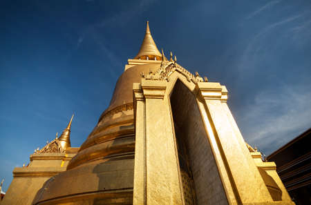Golden Stupa in the Temple of the Emerald Buddha in Bangkok, Thailandの写真素材