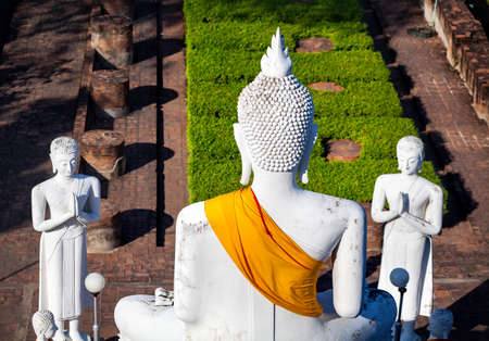 Big Buddha statue in Wat Yai Chai Mongkol monastery in Ayuttaya, Thailandの写真素材