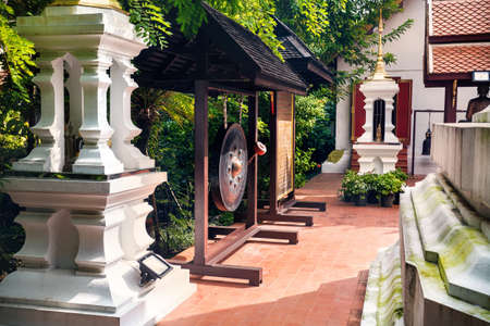 Big Buddhist gong in in Wat Phra Kaew Monastery, Chiang Rai, Thailandの写真素材