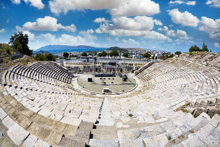 Ruins of Bodrum Antique Theatre , Halikarnassos ancient city in Turkeyの写真素材