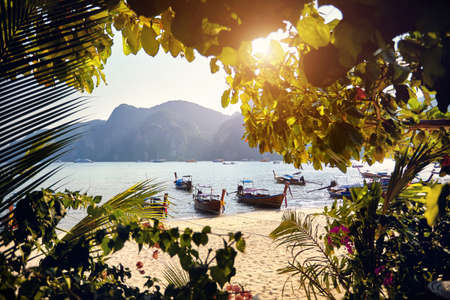 Beautiful landscape of beach at Island Koh Phi Phi in Thailand の写真素材