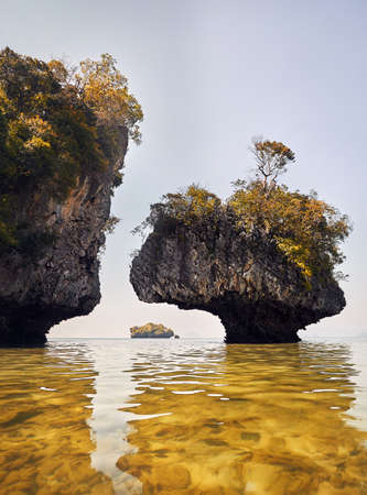 Tropical islands from rock in Andaman sea of Krabi province, Thailand