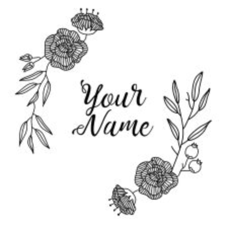 Black and White Wreath Flower border.のイラスト素材