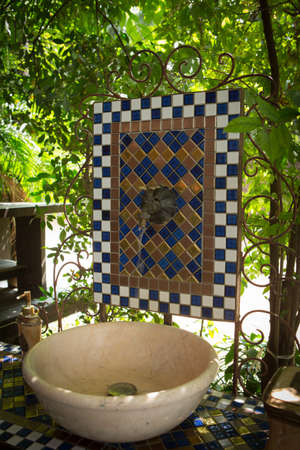 Ceramic outdoor hand wash basinの写真素材