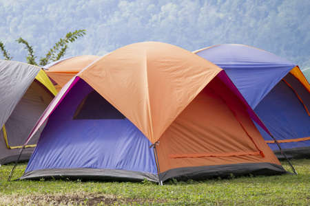 Toust tent on the mountainの写真素材