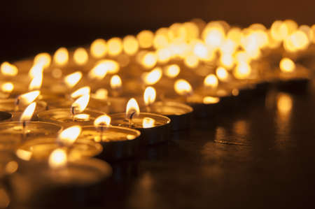 Church candle in a rowの写真素材