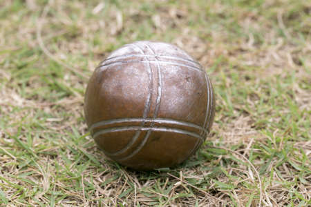 Petanque balls on the groundの写真素材