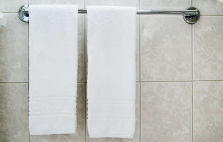 Stacked white spa towelsの写真素材