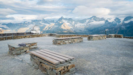View point at Gornergrat station in Swiss Alpsのeditorial素材