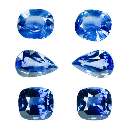 Blue sapphire isolated on whiteの写真素材
