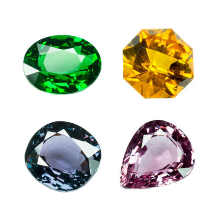 Bright gems on a white background