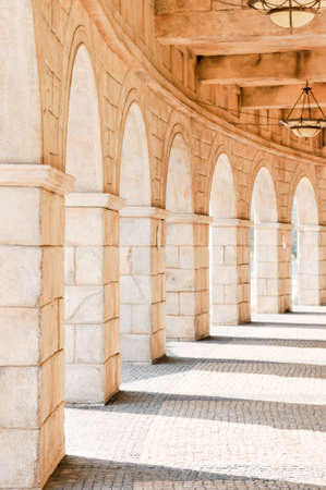 Historic and beautiful walkway with archesの写真素材