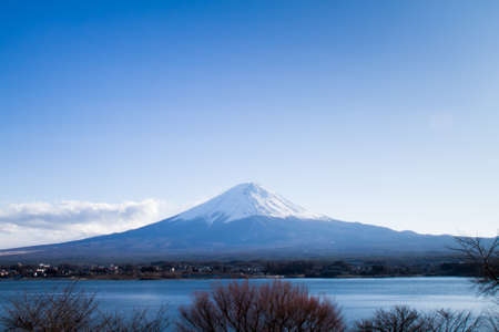 Mt Fuji view from the lakeの写真素材