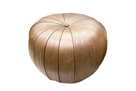 Leather stool isolated on white backgroundの写真素材