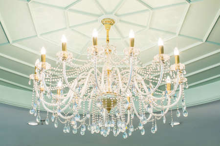 chandelier in classicroom shiningの写真素材