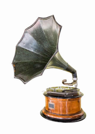Vintage Gramophone isolated on white backgroundの写真素材