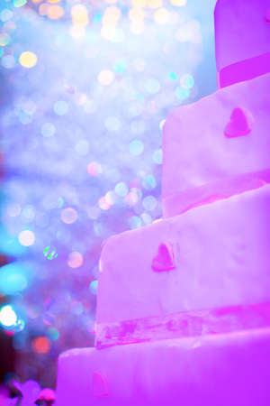 Image of a beautiful wedding cake at wedding reception