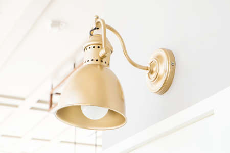vintage wall lamp in cafeの写真素材