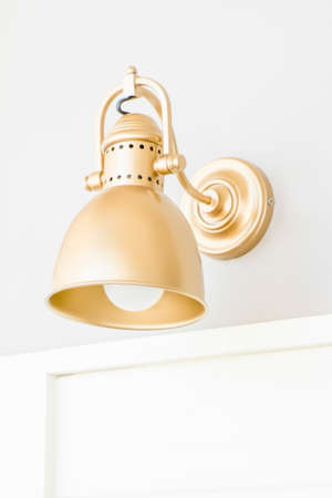 vintage wall lamp in cafeの写真素材