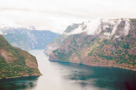 top view of Aurlandfjordの写真素材