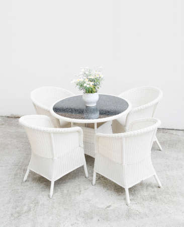 White chair and tableの写真素材