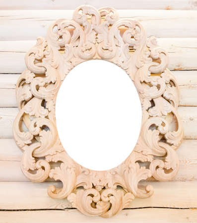 antique mirror frame isolated on white backgroundの写真素材