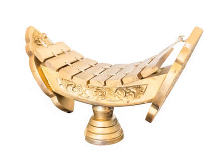 Vintage Thai Alto Xylophone Isolated on White Background, A traditional Thailand Musical Instrument Known as 'Ranad'の写真素材