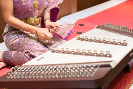 thai wooden dulcimer musical instrumentの写真素材