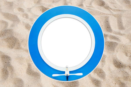 Blue round photo frameの写真素材