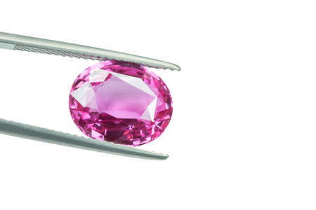Pink Sapphire isolated on whiteの写真素材