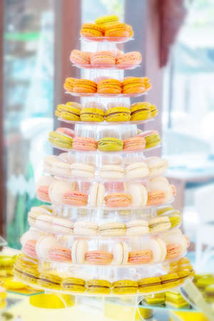Delicious French macaroons on wedding receptionの写真素材