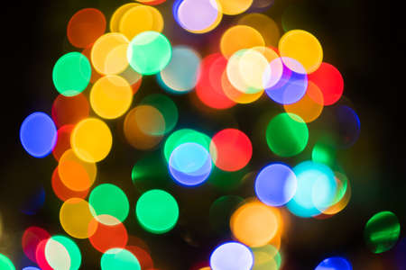 christmas light on tree, abstract defocused backgroundの写真素材