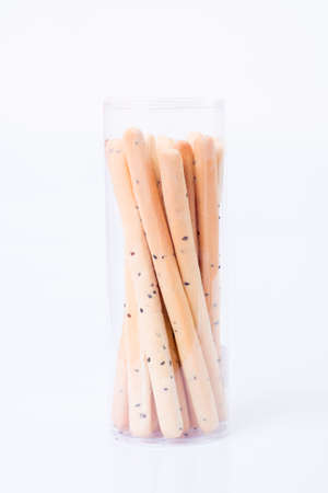 bread sticks on white background
