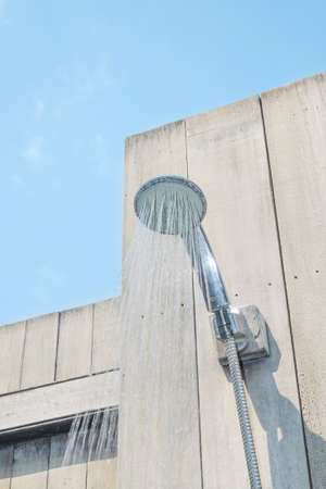 water from rain shower outdoorの写真素材