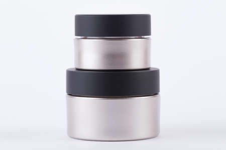 White Cosmetic containers isolated on whiteの写真素材