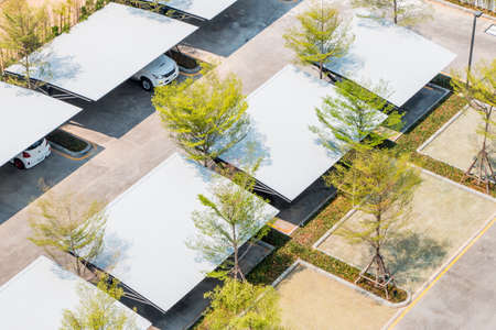 high view of car park, car parking and exiting, bird eye view