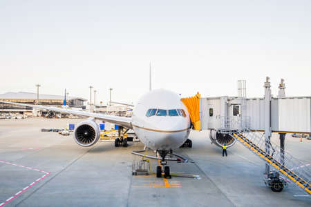 Airplane near the terminal in an airport