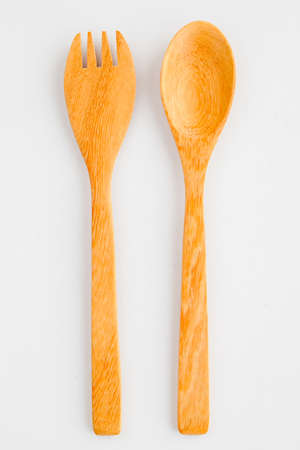 Wooden spoon and forkの写真素材