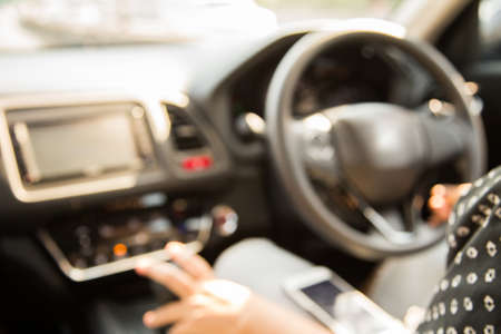 Blurry of car interiorの写真素材