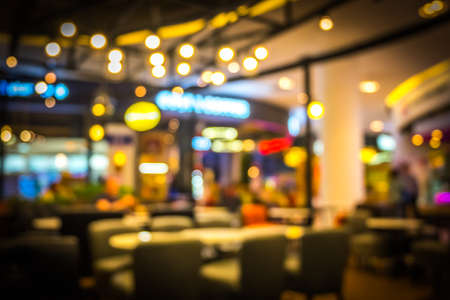 Abstract blur coffee shop background - vintage filter effectの写真素材