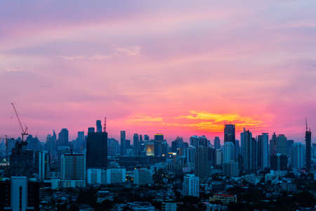 bangkok cityscape view night sceneの写真素材