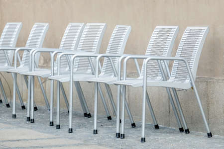 silver steel chairの写真素材