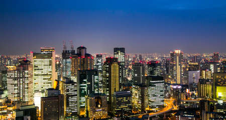 panorama view of Business concept for real estate and corporate construction - in Osaka, Japanのeditorial素材