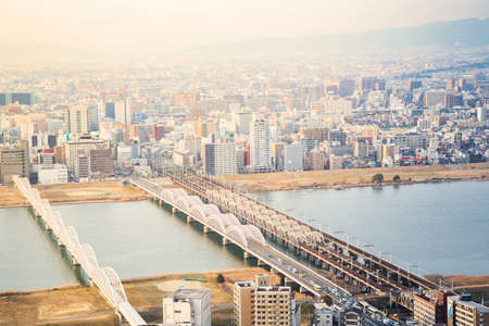 panorama view of Business concept for real estate and corporate construction - in Osaka, Japanの写真素材