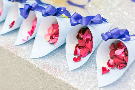 Rose petals prepare for wedding partyの写真素材