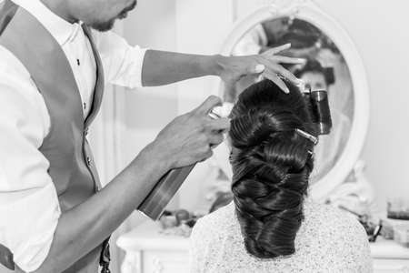 Hairdresser make hairstyleの写真素材