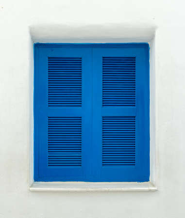 Blue wooden frame window.の写真素材