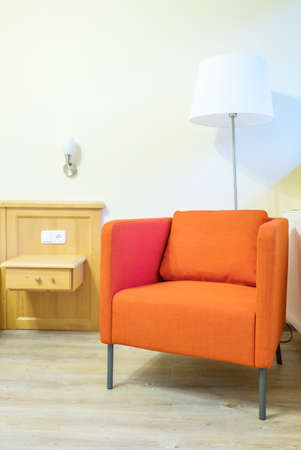 red chair decorated in bedroomの写真素材